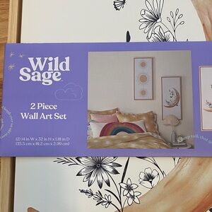 Wild Sage 2 Piece Wall Art Set - Gold and Cream
